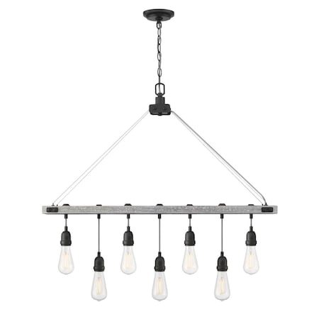 Westinghouse Chandelier 60W 7Lght Elway, Antique Ash, Matte, Brushed Gun Metal Accents 6116400